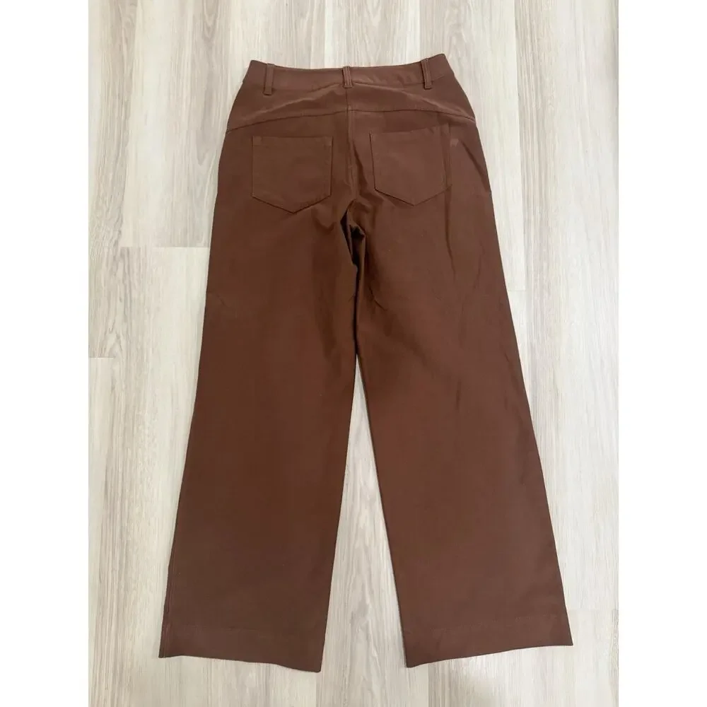 Lululemon City Sleek 5 Pocket Wide Leg High Rise Pant Size 28 Roasted Brown